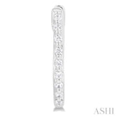 1/6 Ctw Petite Shared Prong Round Cut Diamond Hoop Earring in Sterling Silver